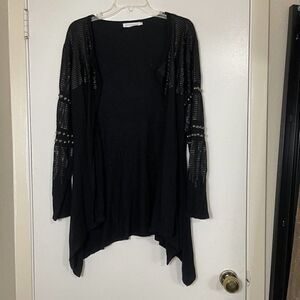 Anne Fontaine drape front knit button down studded cardigan sweater SZ 44 US-12
